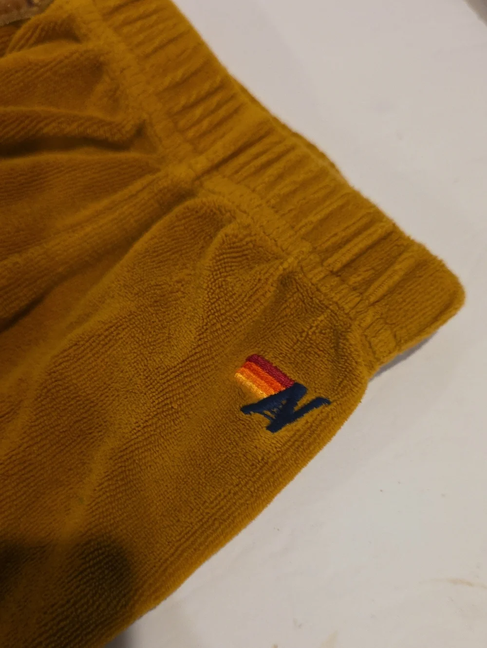 Aviator Nation Velour Kids  Jogger Pants in Mustard with Rainbow Stripe - 4t